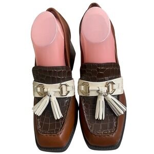 Antonio Melani Bailee Sz 9.5m Leather
Crocodile Embossed Tassel Loafers Nwot